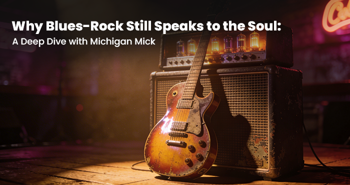 Michigan Mick performing blues-rock guitar live showing why blues-rock still speaks to the soul