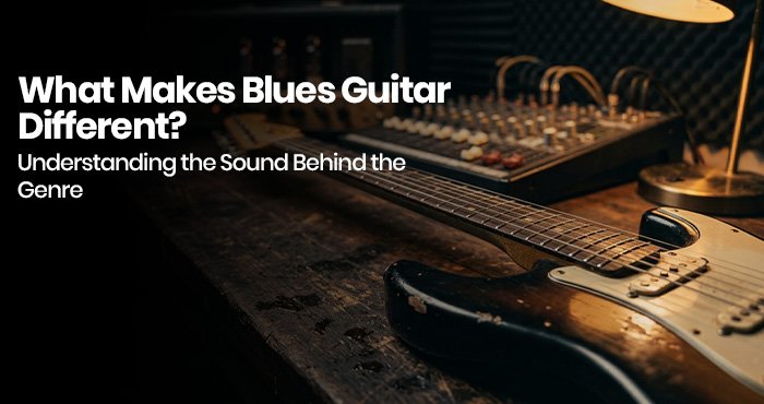 Musician playing blues guitar with deep emotion on stage